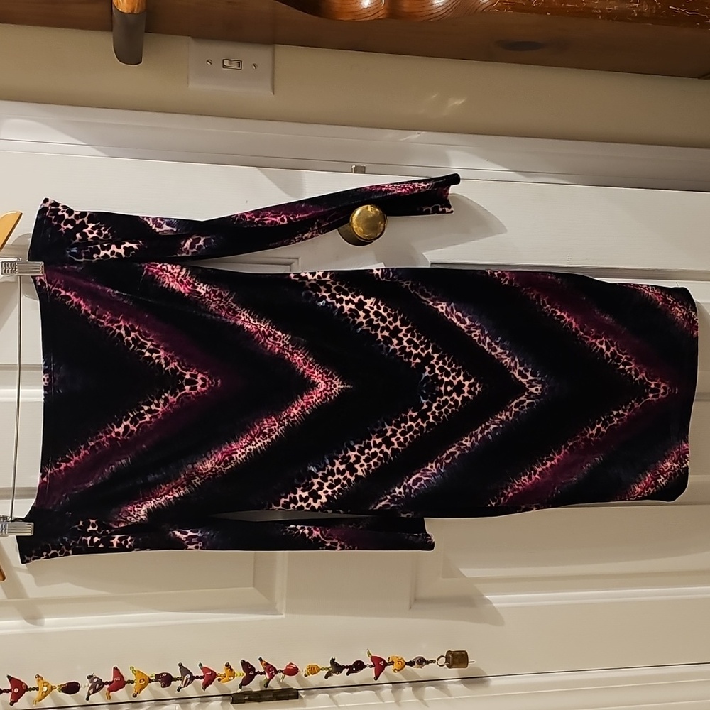 VENUS Off The Shoulder Multicolor Velvet Dress